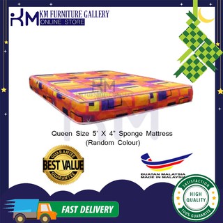 KM Furniture 5'X4" Queen Sponge Mattress/ Tilam Queen Size (Random Colour)