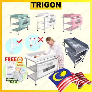 ⭐ Ready Stock ⭐ 2022 Newborn Baby Diapers Changing Table Pampers Changing Table With 3 Level Of Storage Space By TRIGON