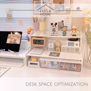 LullaHome White Wood Minimalist Aesthetic Bedroom Dormitory Office Study Desk Organizer Desk Rack