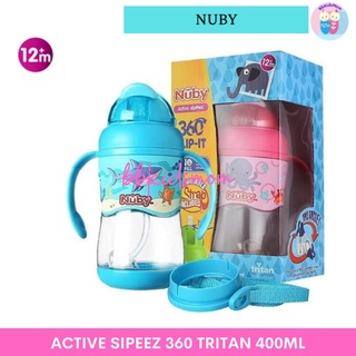 Botol Air Nuby Active Sipeez 360 Tritan Flit It with Weighted Staw 400mL ( 13oz ) Training Bottle (1)