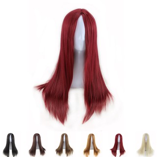 Women Long Straight Heat Resistant Synthetic Wig No Bangs for Party Daily Dress