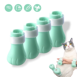 Pet Cat Grooming Tool Silicone Anti-Scratch Shoes Boots for Bath Cleaning Adjustable Cat Accessories Paw Claw Cover Protector