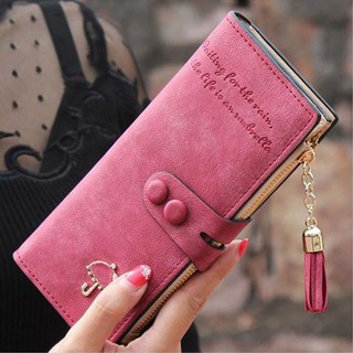 Womens Leather Purse Card Holder Long Wallet Clutch Tassel Zipper Button