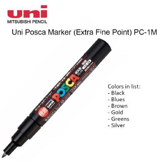 Uni Posca Marker Extra Fine 0.7mm (PC-1M) - Black / Blues / Brown / Gold / Greens / Silver
