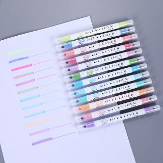 12 Colors Double Head Mildliner Highlighters Art Marker Highlighter Pens Pastel Markers Watercolor Fluorescent Pen Drawing Pens 04428