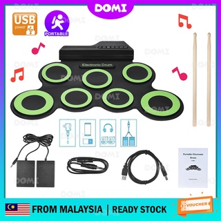 DOMI Electronic Drum Toy Drum Silicone Drum Portable Drum Foldable Drum Pad Kit Digital Powered by USB