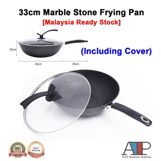 Marble Stone High Quality Non-Stick Star Frying Cooking Wok Pan 32cm With Cover