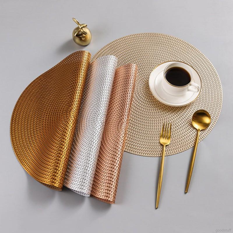 【Spot】Nordic Style PVC Round Placemat Household Anti-scalding Insulation Table Mat Table Decoration (1)