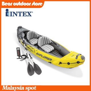 INTEX 2 Person Kayak Inflatable PVC Kayak Canoe Boat Aluminum Rowing Boat Raft for Fishing Professional Sport