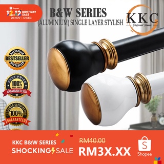 KKC B&W Rod Langsir Aluminium / Good Quality compare Wooden Curtain Rod/ Kayu Langsir / Single Layer Full Set