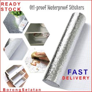 👍 READY STOCK 👍 60x200cm Sticker Dapur Oil Proof Waterproof Self Adhesive Wallpaper Aluminum Foil Kitchen Stiker Dapur (1)