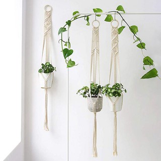 Flower Baskets Garden Decoration Green Plant Hanging Basket Manually Knitted Rope
