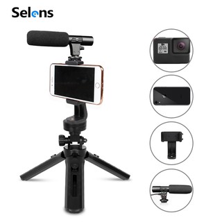 Selens MIC-06 Stereo Camcorder Microphone With Tripod Gopro Compatible Vlog Stand Gimbal Stabilizer for DSLR Vlog Camera for vlogging Computer PC Mobile Phone