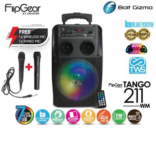 VINNFIER FlipGear Tango 211 WM Portable Trolley Speaker karaoke system & Bluetooth Free 1 Wireless Microphone 1 Wired Mi